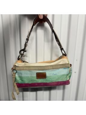Vintage Y2K Coach Hampton Watercolor Stripe Small Mini Hobo Bag 10383